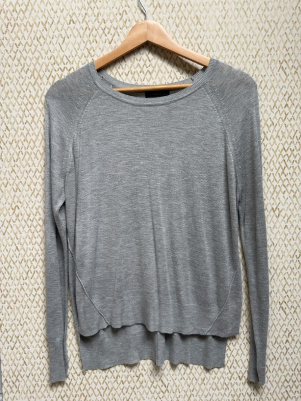 Zara Knit Sweater Heather Gray Minimalist High Low Hem Pullover Size M